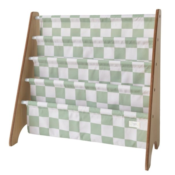 3 Sprouts Book Rack, Checkerboard Green