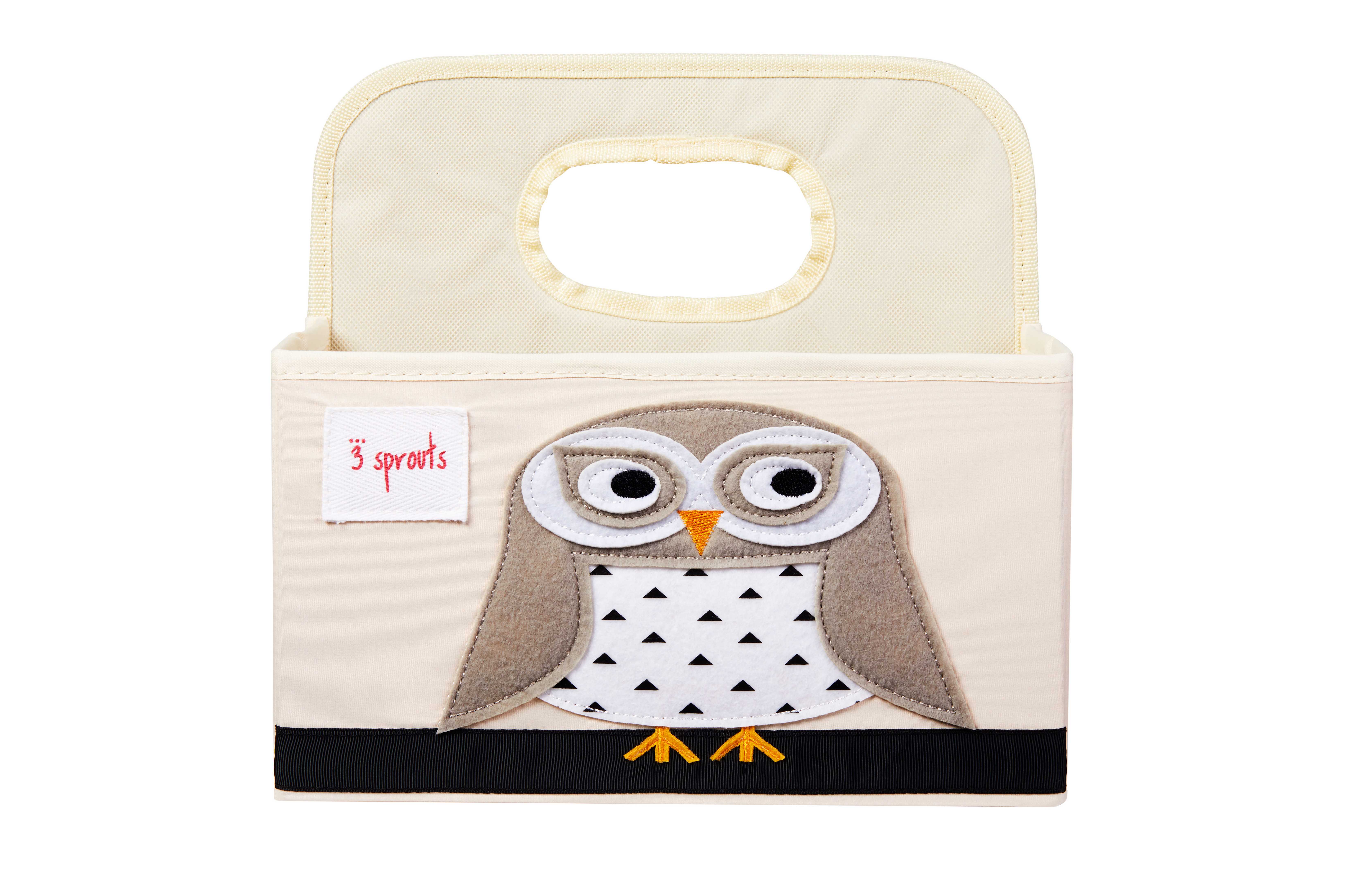 3 Sprouts Storage Basket with Handle for Nappies, Owl 3 Sprouts