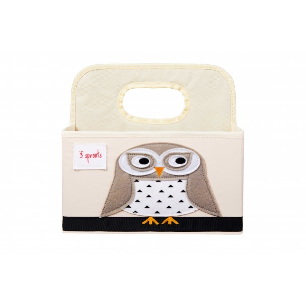 3 Sprouts Storage Basket with Handle for Nappies, Owl