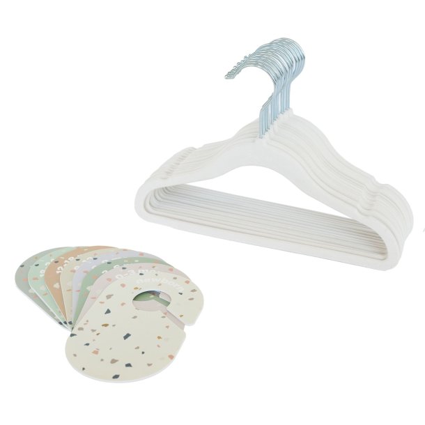 3 Sprouts Set, Velvet Hangers (15 pieces) and Closet Dividers (8 pieces), Cream/Terrazzo