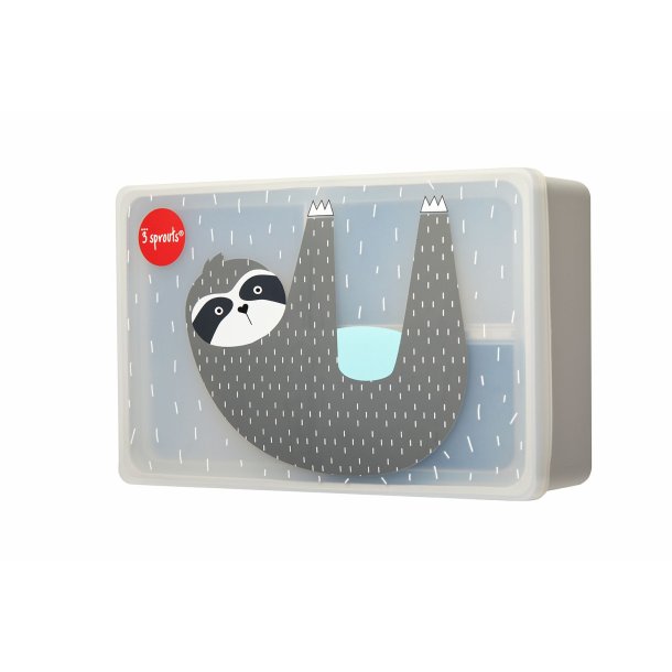 3 Sprouts Silicone Bento Food Box, Sloth/Gray