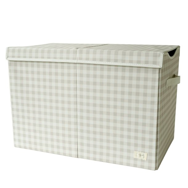 3 Sprouts Folding toy chest, Gingham beige