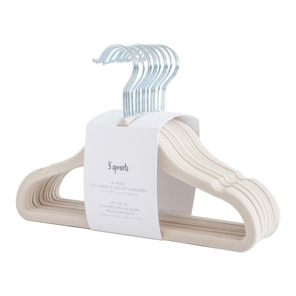 3 Sprouts Velvet hangers, Beige