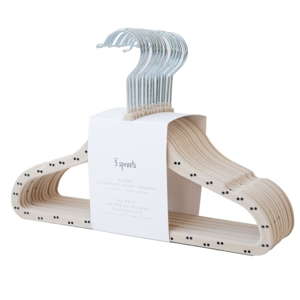 3 Sprouts Velvet Hangers (15 pieces),  Double dot beige