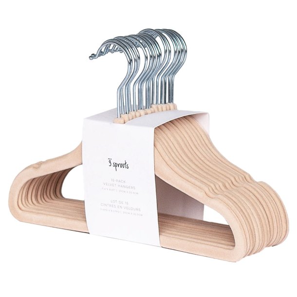 3 Sprouts Velvet Hanger (Set of 15), Hazelnut
