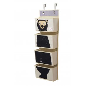 3 Sprouts Vggfrvaring med fickor (Wall Organizer), Bear