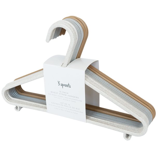 3 Sprouts Wheat straw hanger (Set of 15), ass. Cream/gray/brown