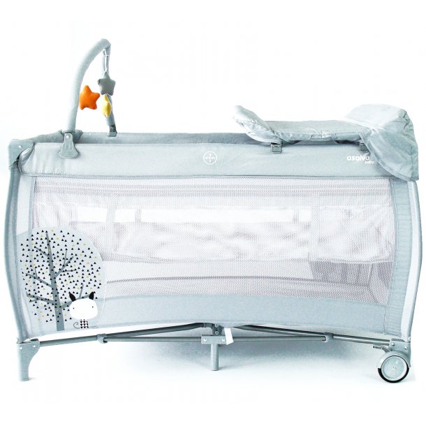 Asalvo Travel Cot Complete with Insert, Changing Table and Opening, Nordic