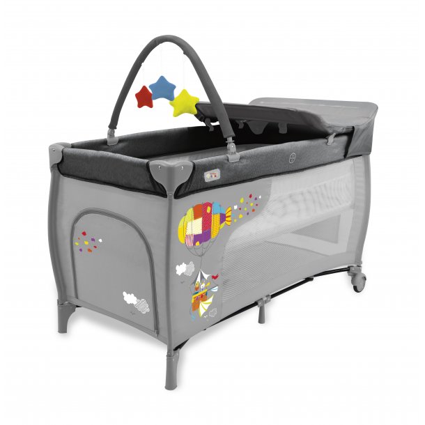 Asalvo Travel Cot Mix Plus with Insert, Changing Table and Opening, Zeppelin