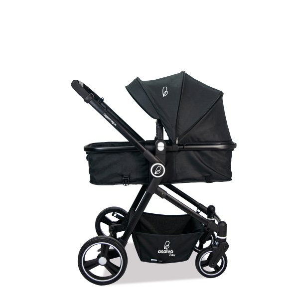Asalvo stroller Copenhagen with footmuff, Black