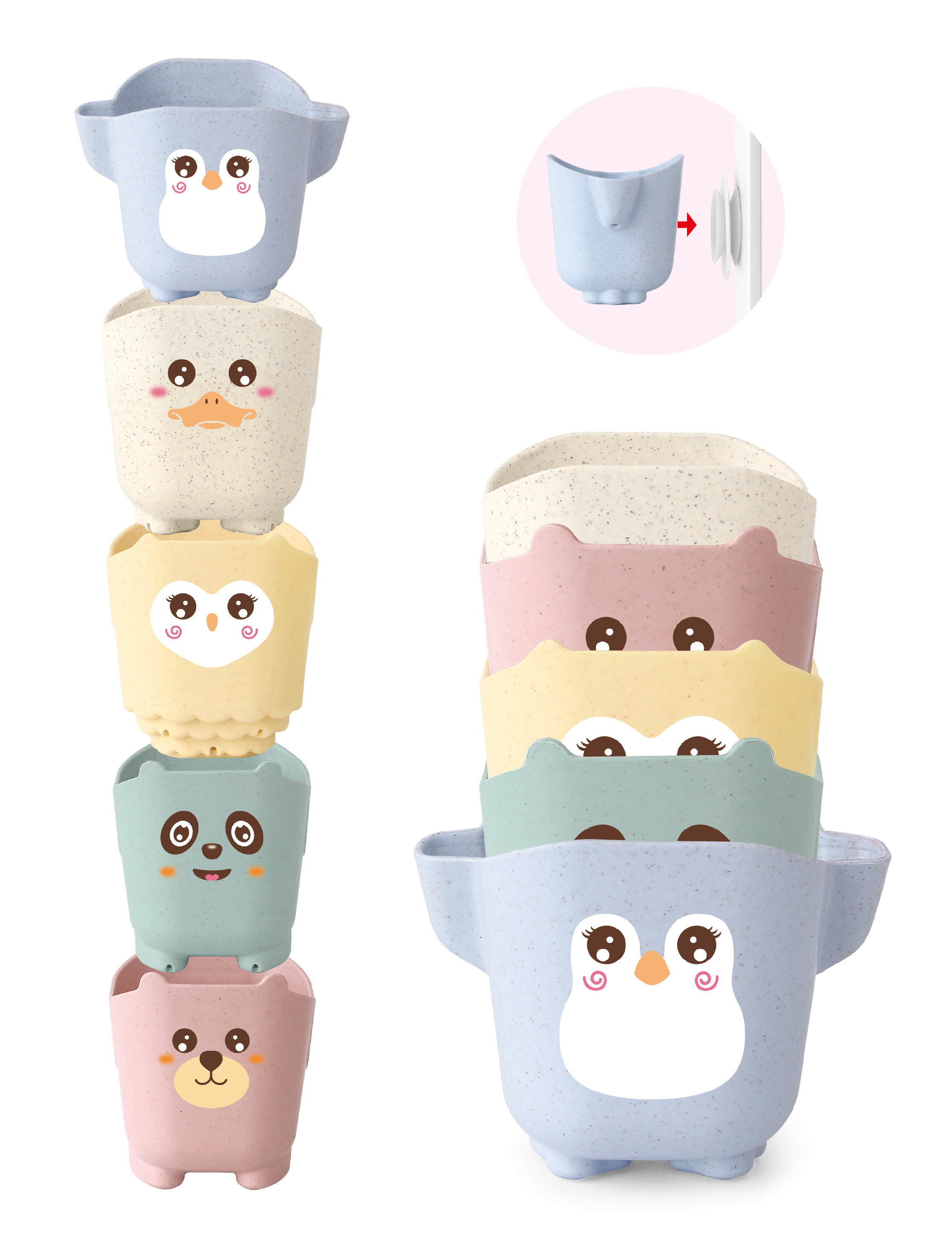 Wheat Straw Bath Toy Cartoon Water Cups