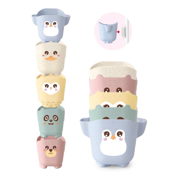 Kinder and Kids BIOplast bath toy stacking cup with hole (5 pcs.)