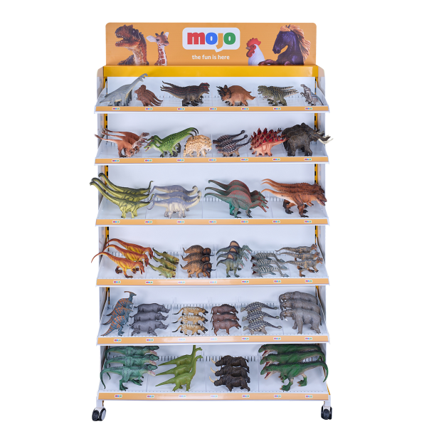 Mojo 100 cm Metal display with dividers and wheels