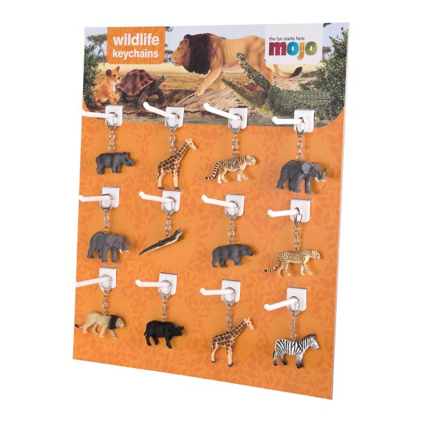Mojo Wildlife Keychains 72pcs assorted on Display