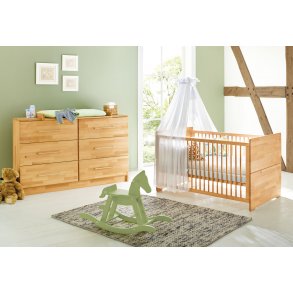 Pinolino Starter set 'Natura' extra wide2-part: cot bed, extra wide changing unit