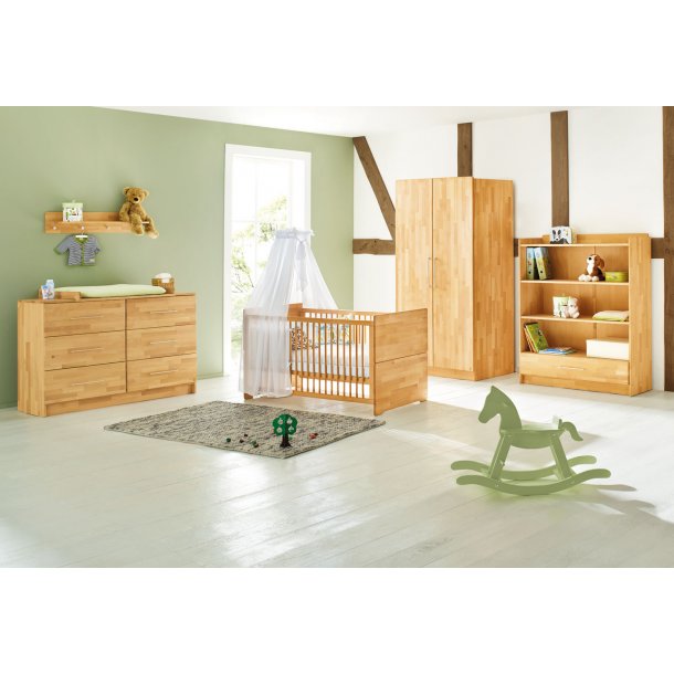Pinolino Nursery 'Natura' extra wide3-part: cot bed, extra wide changing unit, two-door wardrobe