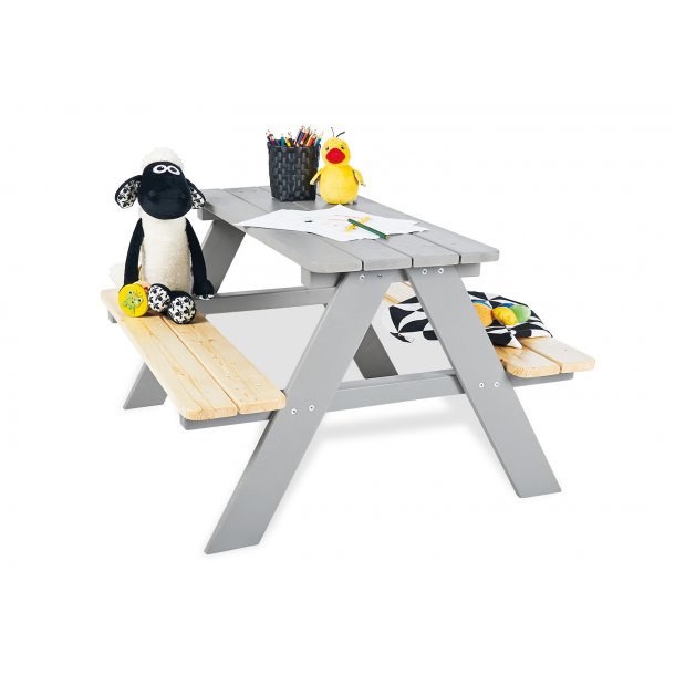 Pinolino Children's Garden Furniture Set (4 people), Nicki/Grey/Untreated Pine