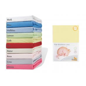 Pinolino Stretchy Sheet for Cradles, Bedside Cribs and Prams 2 pcs, Jersey / Yellow
