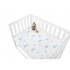 Pinolino Strklagen til Vugge, Bedside Crib og Barnevogn (2 stk.), Jersey/Lysebl Skyer