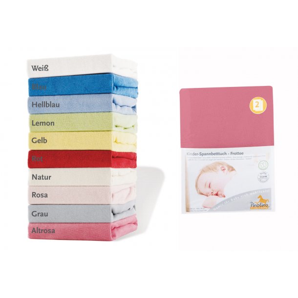 Pinolino Strklagen til Baby og Juniorseng (2 stk.), Frotté/Gammelrosa