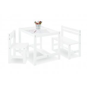 Pinolino Children's Table, Chair and Bench, Timo / White