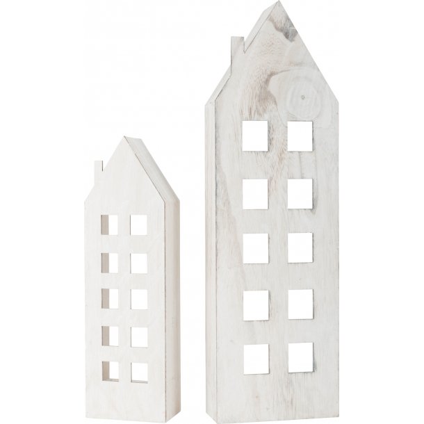 small foot High-rise building with LED Light (2 pcs), Shabby-Chic