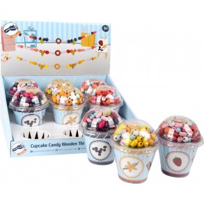 Small foot Display Wooden Threading Beads Cupcake, 