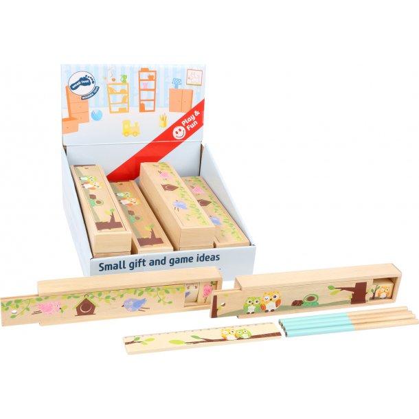 small foot Wooden Pencil Box Display, Set of 12