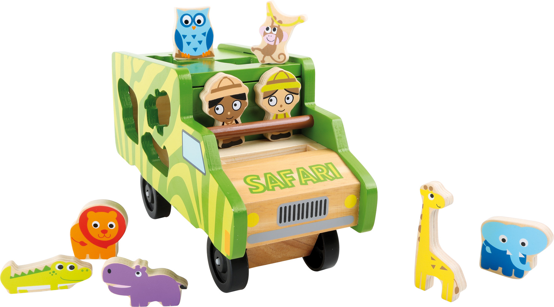 small foot Shape-fitting Cube, Safari Bus - Activity Toys - Import for Kids  ApS